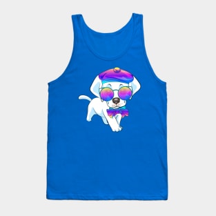 Labrador Retriever dog in sunglasses, bow and beret Tank Top